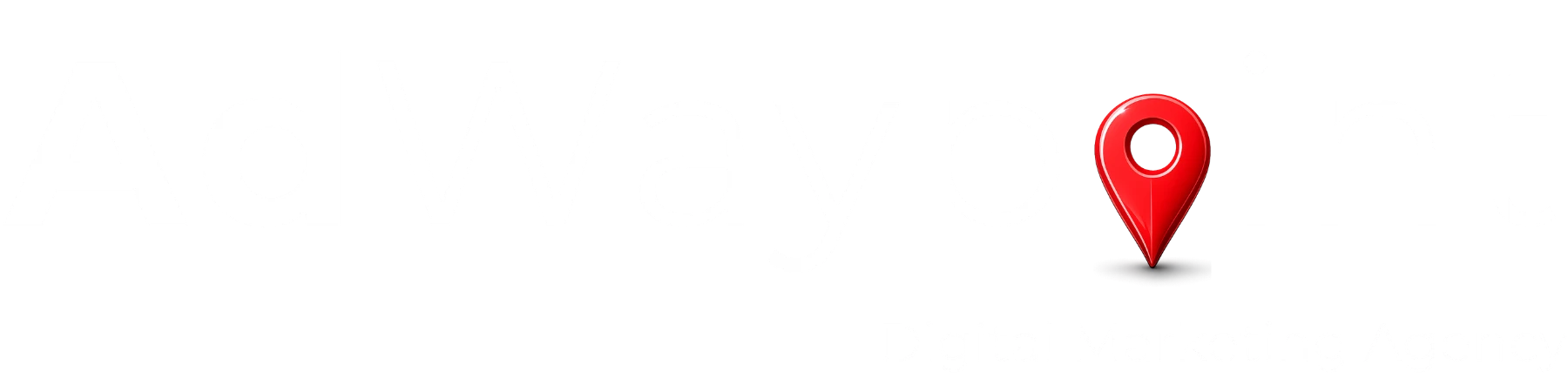 Λογότυπο AdWaypoint - Digital Marketing Agency, λευκό σε διάφανο φόντο.